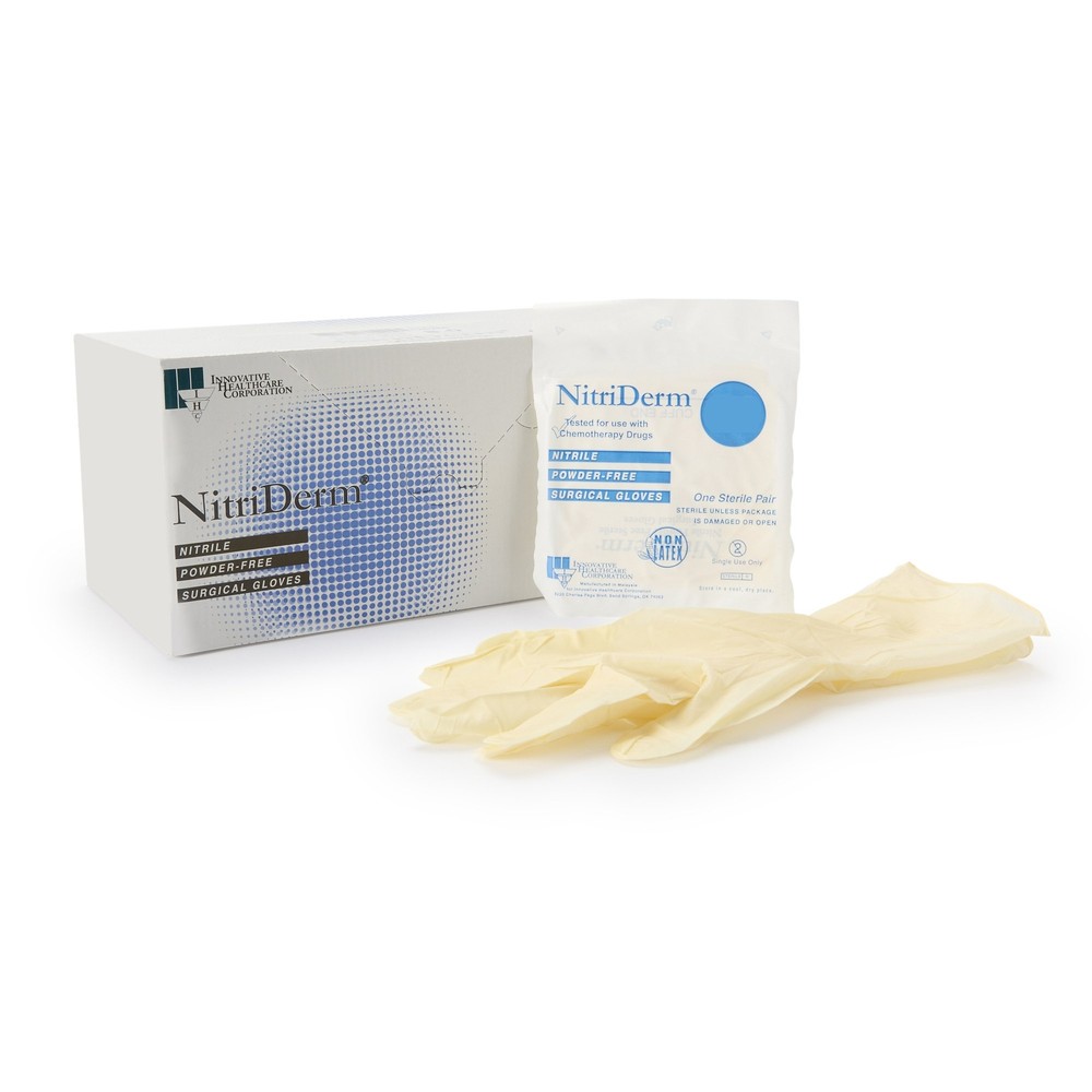 NitriDerm Nitrile Surgical Glove Standard Cuff Length SIZE 7.5 50 per Box