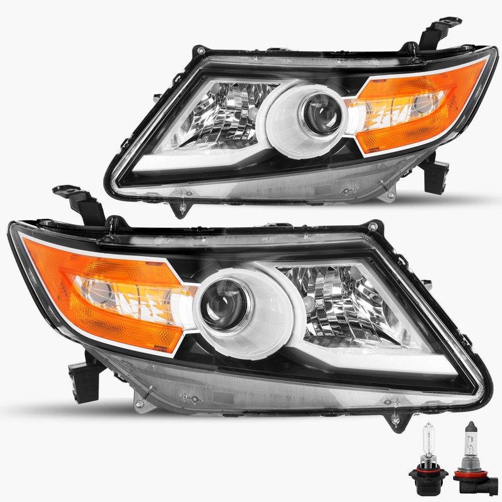 2011-2017 Odyssey EX/EX-L/LX Headlights Pair Black Halogen Bulbs Included