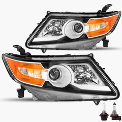 2011-2017 Odyssey EX/EX-L/LX Headlights Pair Black Halogen Bulbs Included