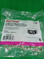 PACK OF 10 – 1/2″ PEX Copper Crimp Rings by Sioux Chief, ASTM/CSA, 649X2