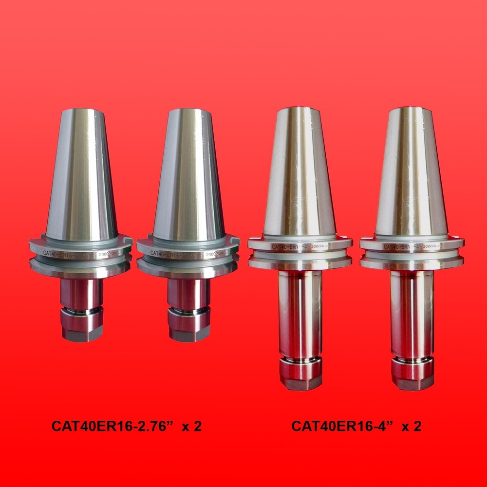 CAT40 ER16 Collet Chucks 4 Pcs w Proj. 2.76″-4″ Balanced G2.5 @20,000 RPM Prime