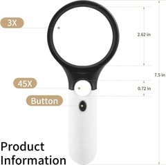 3 LED Light 45X Handheld Magnifier Reading Magnifying Glass Lens Jewelry Loupe