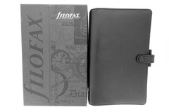 Never Used Circa 1999 Filofax Personal Cavendish Black Deluxe Leather Organizer
