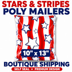Stars & Stripes Poly Mailers 10×13 Patriotic Shipping Bags Self Seal