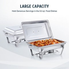 9.5 QT 6 PACK CATERING STAINLESS STEEL BUFFET CHAFER CHAFING DISH SETS FULL SIZE