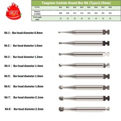 Dental Round Carbide Bur for Slow Speed Latch Type RA 1# -RA 8# Burs 22.5mm