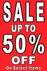 Sale up to 25% 50% 75% Off select items 3 advertising poster signs