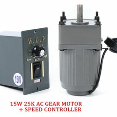 15W AC Gear Motor Adjustable Speed Motor w/ 10K Variable Speed Controller 125RPM