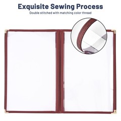 WeChef 20pc 8.5×14″ Menu Cover 4 Page 8 View Corner Stitch Restaurant Cafe
