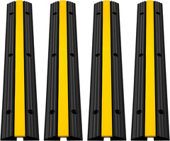 4 Pack of 1-Channel Rubber Cable Protector Ramps Heavy Duty 18000Lbs Load Capaci