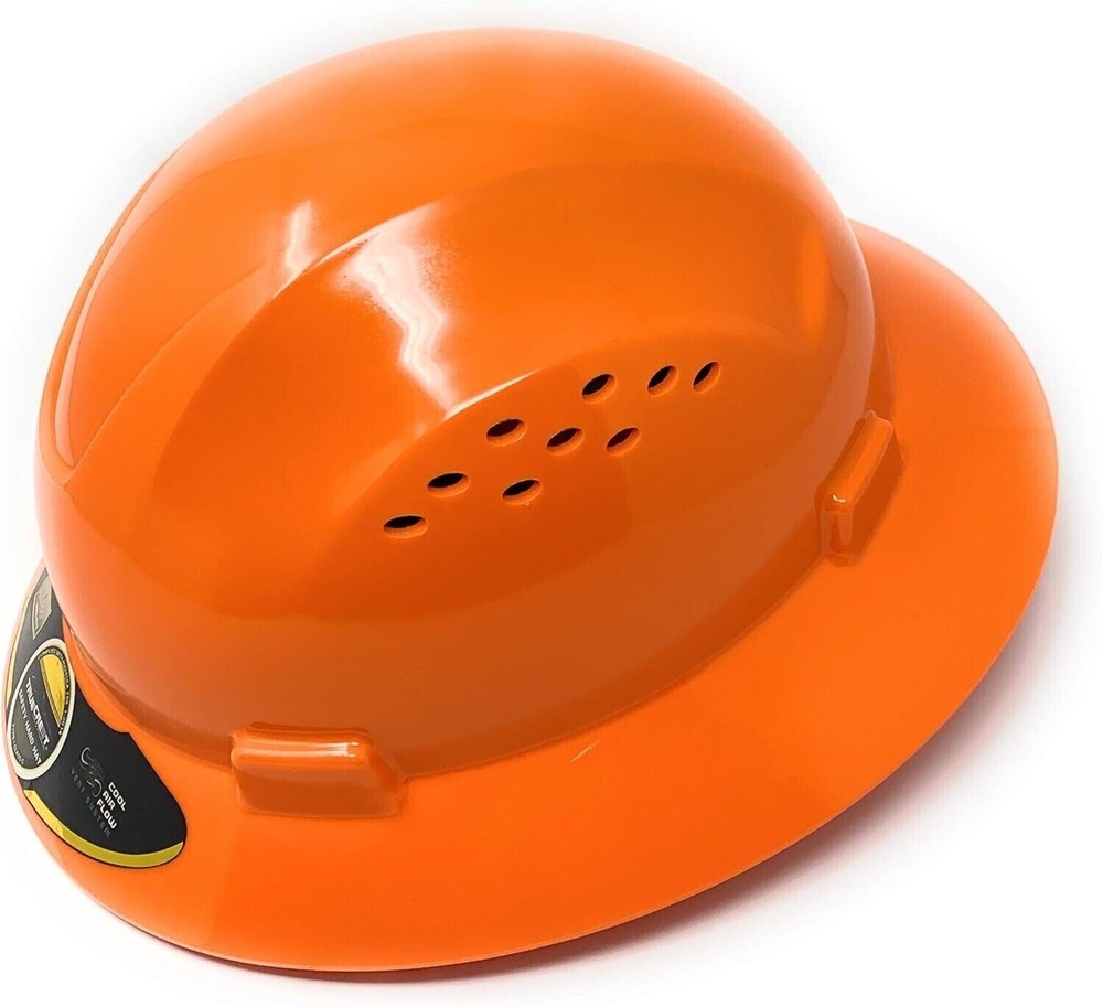 4 Points Orange Full Brim Hard Hat with with Fas-trac Suspension