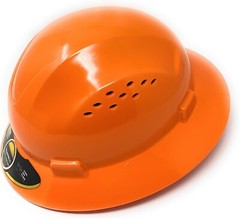 4 Points Orange Full Brim Hard Hat with with Fas-trac Suspension