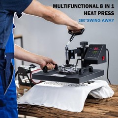 8 IN 1 Combo T-Shirt Heat Press 15″x15″ Transfer Machine Sublimation Swing Away