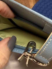 VTG Franklin Covey Lt Blue Pebble Leather Horse Bit Latch 8 X 6 Planner/Wallet