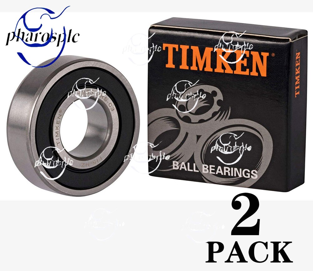 (2 PACK) TIMKEN 6203-2RS/C3 6203-2RS 17X40X12MM Double Rubber Seal Ball Bearings