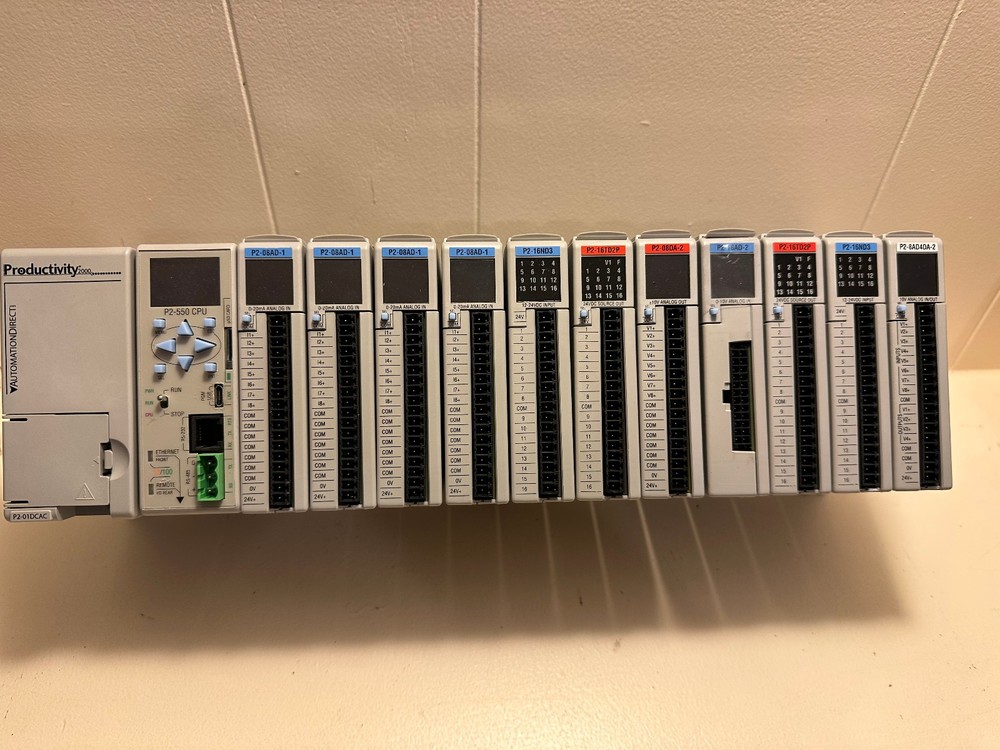 Productivity 2000 AutomationDirect P2-550 PLC Processor Module with I/O cards.