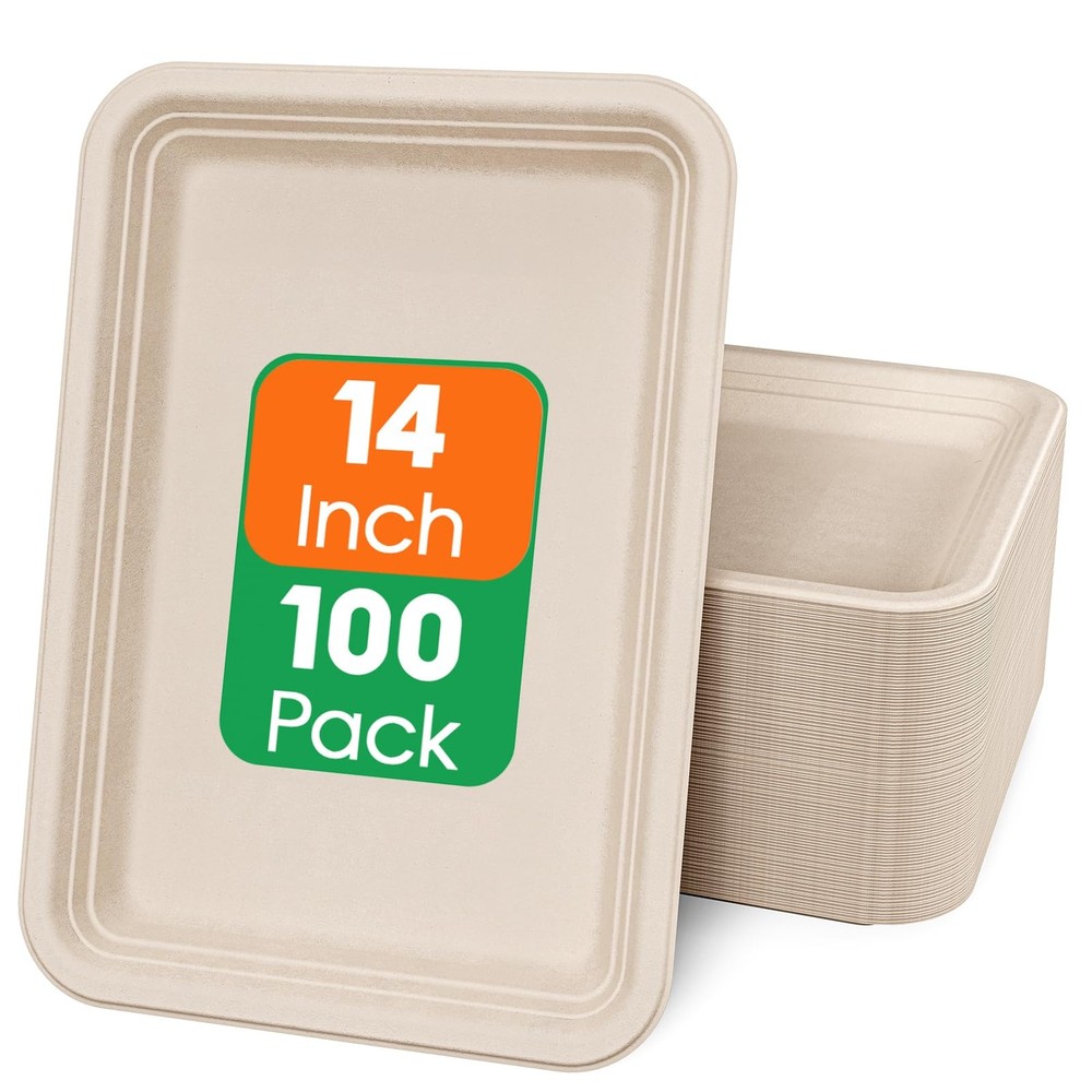 ECOLipak 100 Pack 14 in Compostable Natural 13.8 x 9.8 inches, Nature-100pack