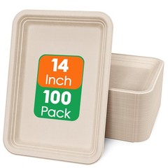 ECOLipak 100 Pack 14 in Compostable Natural 13.8 x 9.8 inches, Nature-100pack