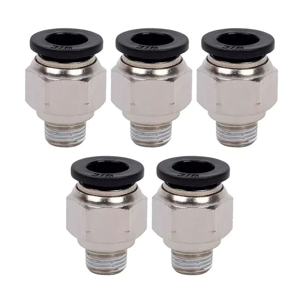 Pneumatic 3/8″ OD Tube x 1/4 NPT Male Connector Air Push to Connect Fitting 5Pcs