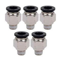 Pneumatic 3/8″ OD Tube x 1/4 NPT Male Connector Air Push to Connect Fitting 5Pcs