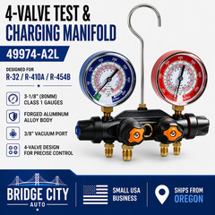 49974 A2L 4-Valve HVAC Manifold Gauge Set R-454B R-32 R-410A 80mm