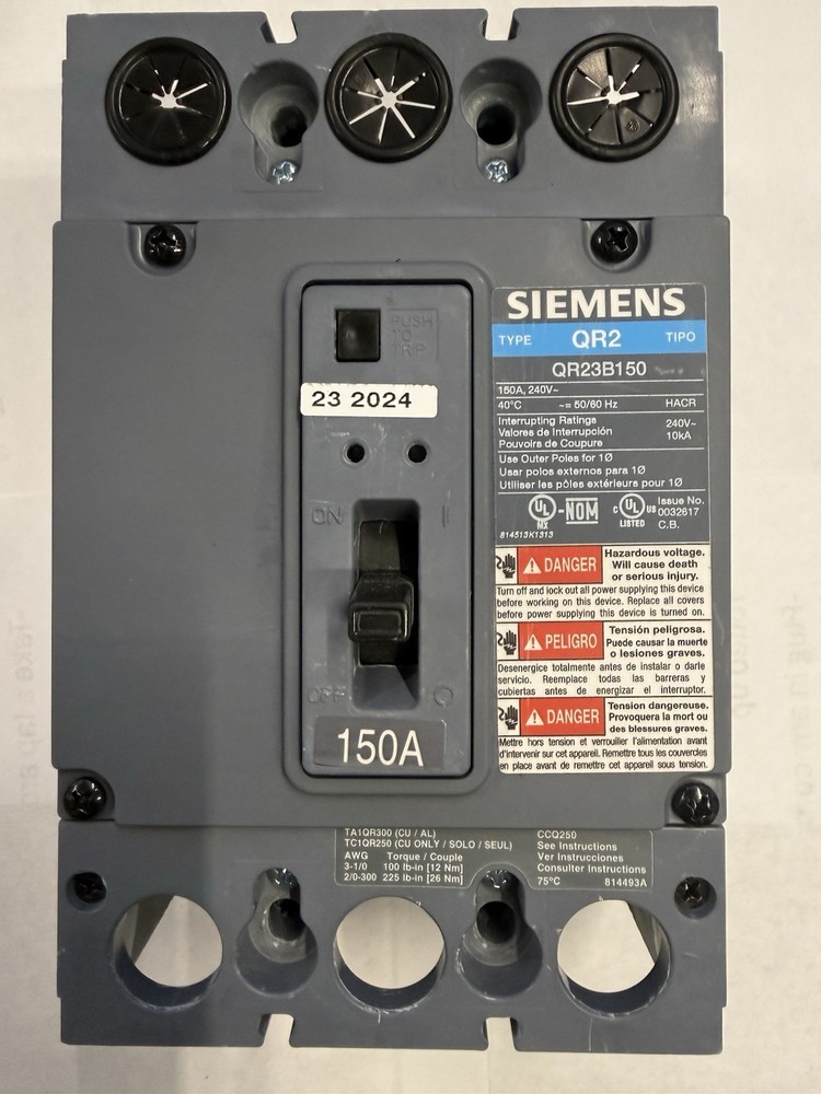 SIEMENS QR23B150 3-Pole 150A Circuit Breaker