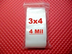 100 Reclosable Storage Bags 3”x 4” Clear 4 Mil THICK Food Grade Zip-Top Bags