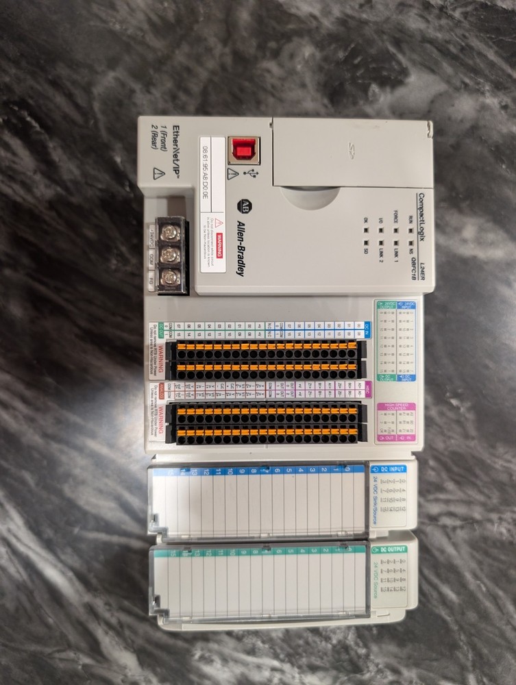 Allen-Bradley CompactLogix 1769-L24ER-QBFC1B PLC Used w/ 1769-IQ16 and 1769-OB16