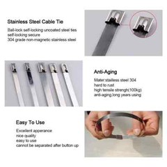 Metal Zip Ties 304 Stainless Steel Heavy Duty Cable 198-400lb 8″ 12″ 18 24″ 36″