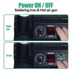 YIHUA 882D Soldering Station 2-in-1 Hot Air Rework + Soldering Iron Digital 750W