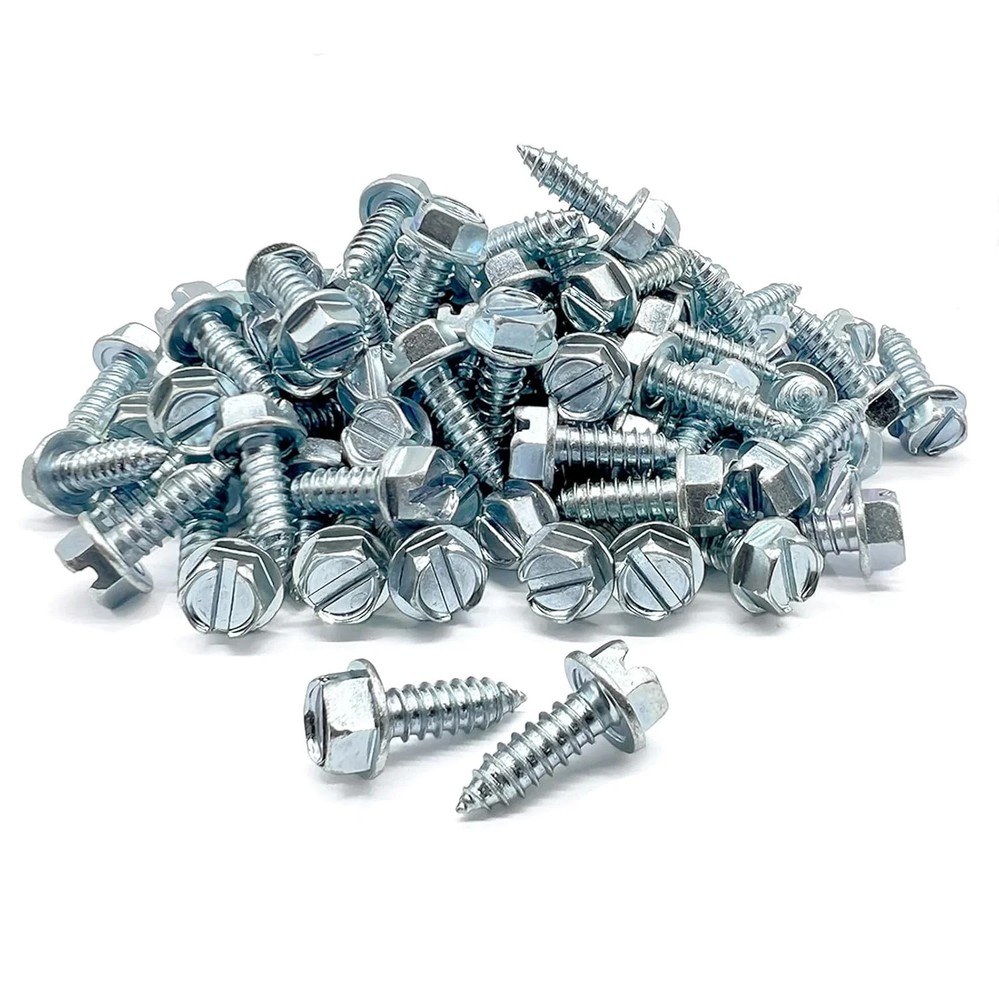 100PCS License Plate Screws #14×3/4 Self Tapping Rust Resistant Zinc