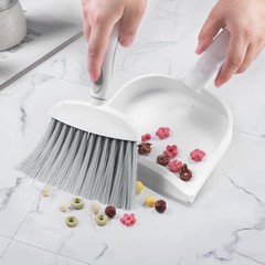 NACENA Small Dust Pan and Brush Set, Mini Broom 1-Pack, Grey White