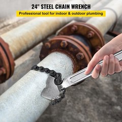 VEVOR 24″ Chain Wrench Steel Straight Handle Tool 22″ Chain 6.7″ Capacity