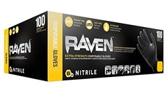 SAS Raven 7 Mil Nitrile Powder-Free Disposable Gloves, 50 Pairs, Black, Large,