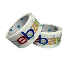 2 Rolls eBay Branded BOPP Shipping Tape No Black Logo 2 inches x 75 Yards