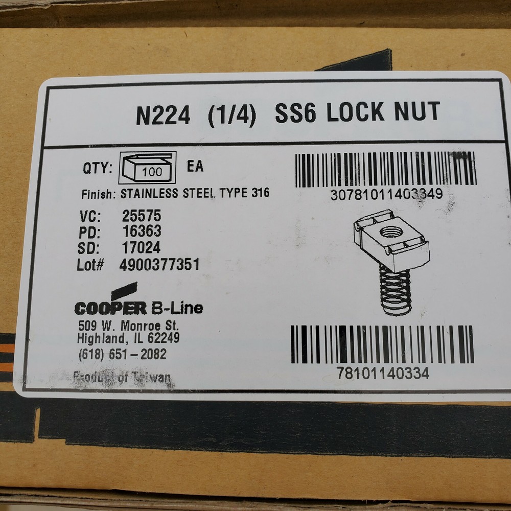 B-LINE SYSTEMS 1/4″ Stainless Steel SPRING #N224-SS6 $175 for 100 count box