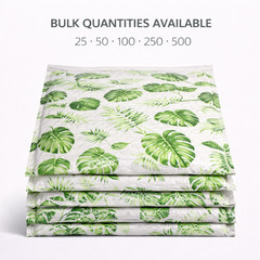 Banana Leaves Poly Bubble Mailers 6.5×10 Green Leaf Print Padded Envelopes