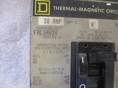 Square D Thermal Magnetic Circuit Breaker 30A 3 Pole FAL34030 Ser 2