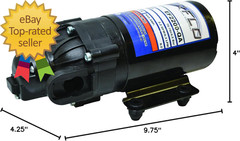 EF2200-QA-BOX 2.2GPM 12V Diaphragm Pump-Quick Attach Port, Black