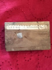 Antique United States Glass Co. Pittsburgh Pa. Wood And Copper Printing Block