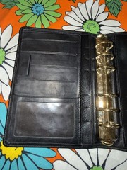 VTG Franklin Covey Black Compact Full Grain Nappa Genuine Leather 6 ring USA