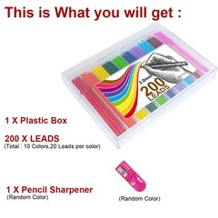 200pcs Colored Lead Pencils 2.0 mm Mechanical Pencil Lead 10 Unique color Refill