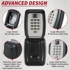 Lifronkit Car Window Punch Button Lock Box, Black Portable Car Key Lock Box, …