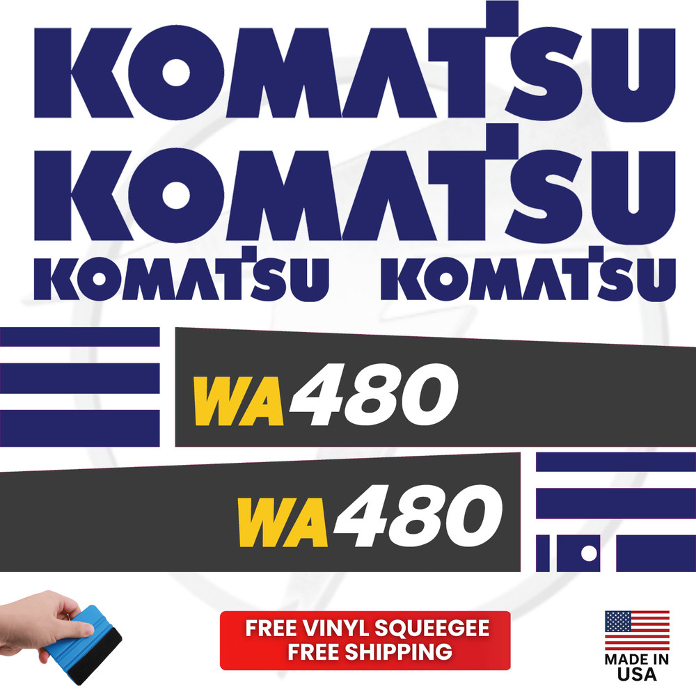 Fits Komatsu WA480 Main Decals Wheel Loader Stickers – Free Shipping – 3M Vinyl