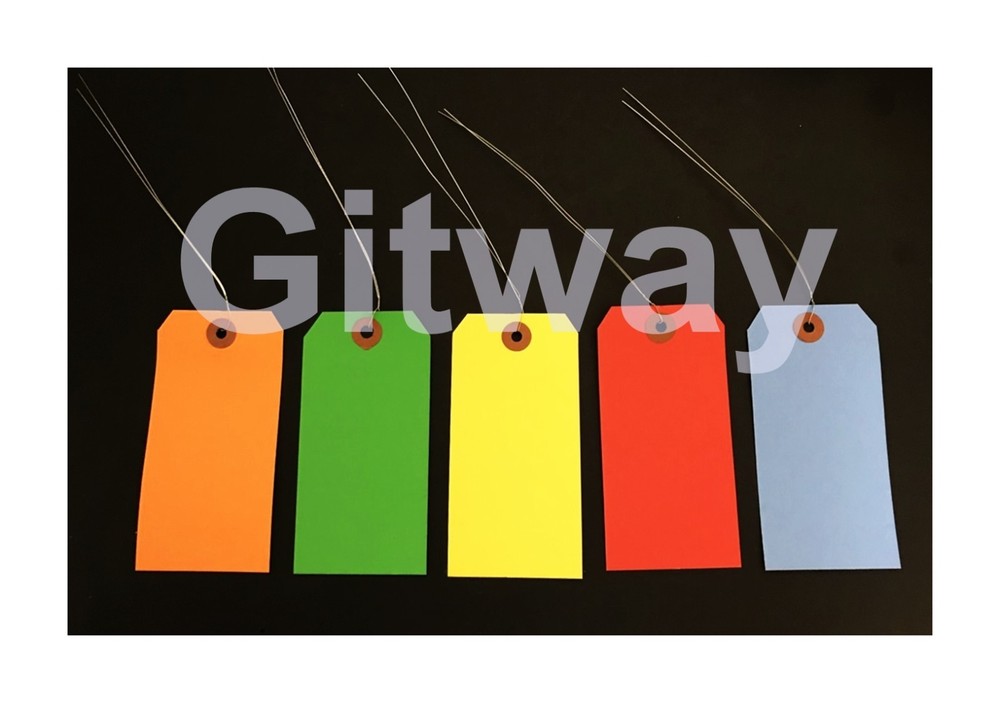 1000 of 4 3/4″ x 2 3/8″ Size 5 Colored Inventory Shipping Hang Tags with Wire