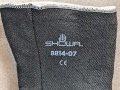 SHOWA, S (7) Cotton Lined Heat Resistant Glove Gauntlet Cuff, Black, Paired