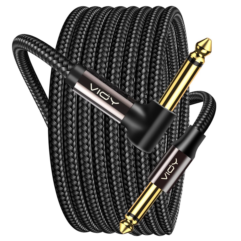 15ft 5M Guitar Cable TS Mono Jack Right Angle Cord 1/4 Inch Instrument Amp