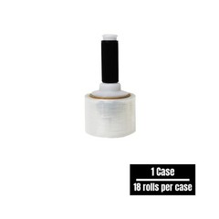 18 Rolls 3″ x 1000 Ft. 80 Ga Narrow Banding Stretch Wrap + Black Spinner Handle