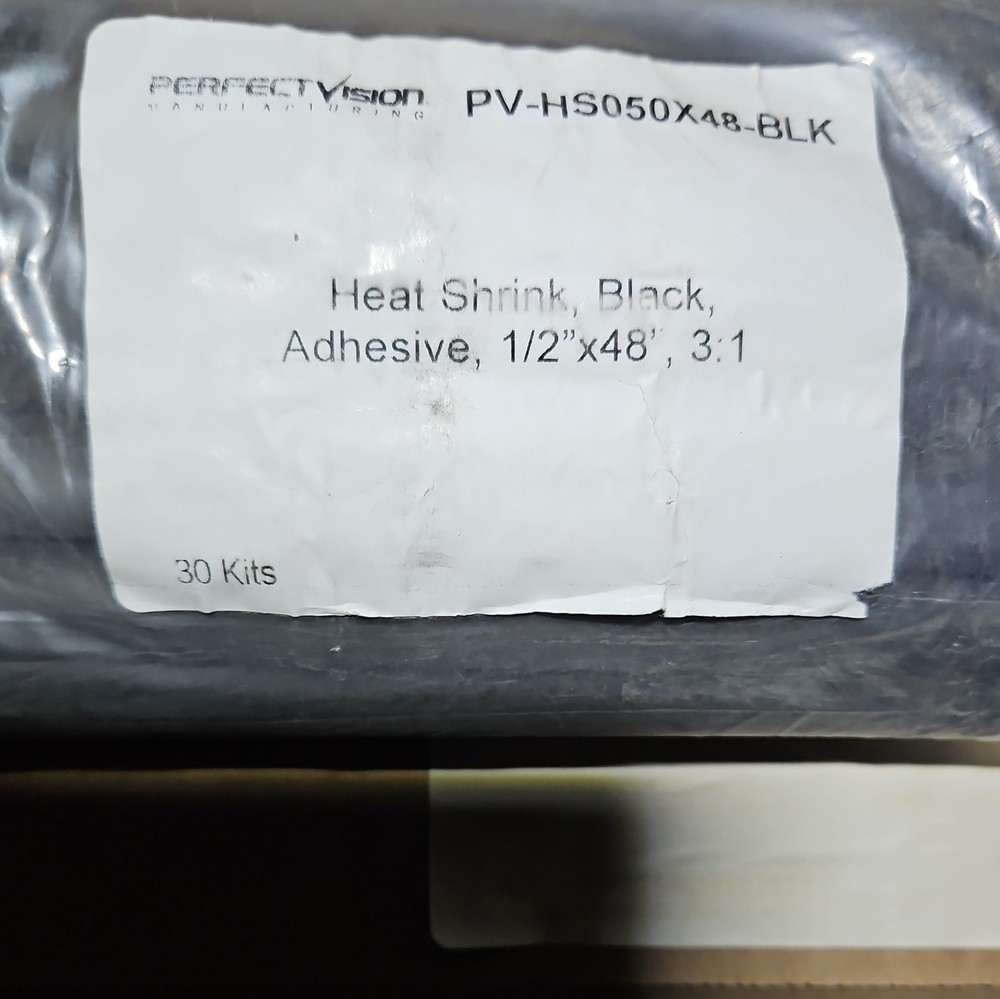 Perfect Vision Heat Shrink Tubing PV-HS050X48-BLK, 1/2″ x 48″, 3:1 Black (30)