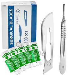 100 Sterile Surgical Blades with FREE Scalpel Knife Handle Medical Dental Tools